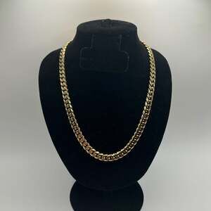 8mm Gold Plated Cuban Link Chain Necklace 18 Inch Womens Hip Hop Flat New GLD